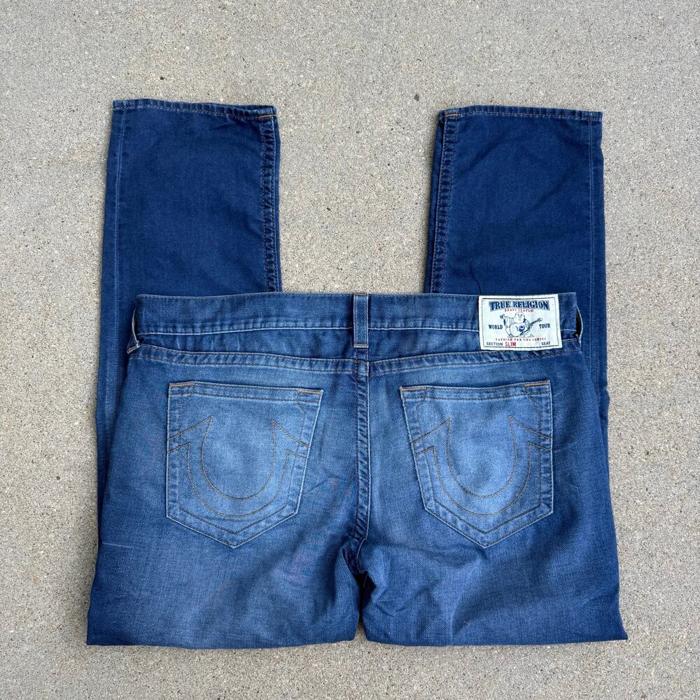 True Religion Slim Fit No Flap Pockets Denim Jeans 42 Dark Wash